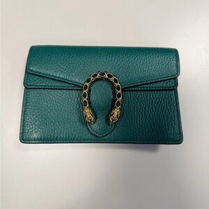 gucci dionysus super mini Elegant Green Leather Clutch